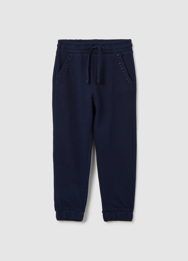 OVS Girls' Blue Pure Cotton Regular Fit Trousers