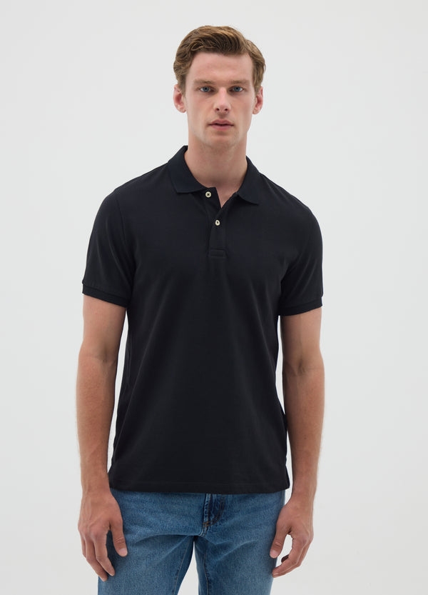 OVS Men'S Black Pure Cotton Polo Regular Fit