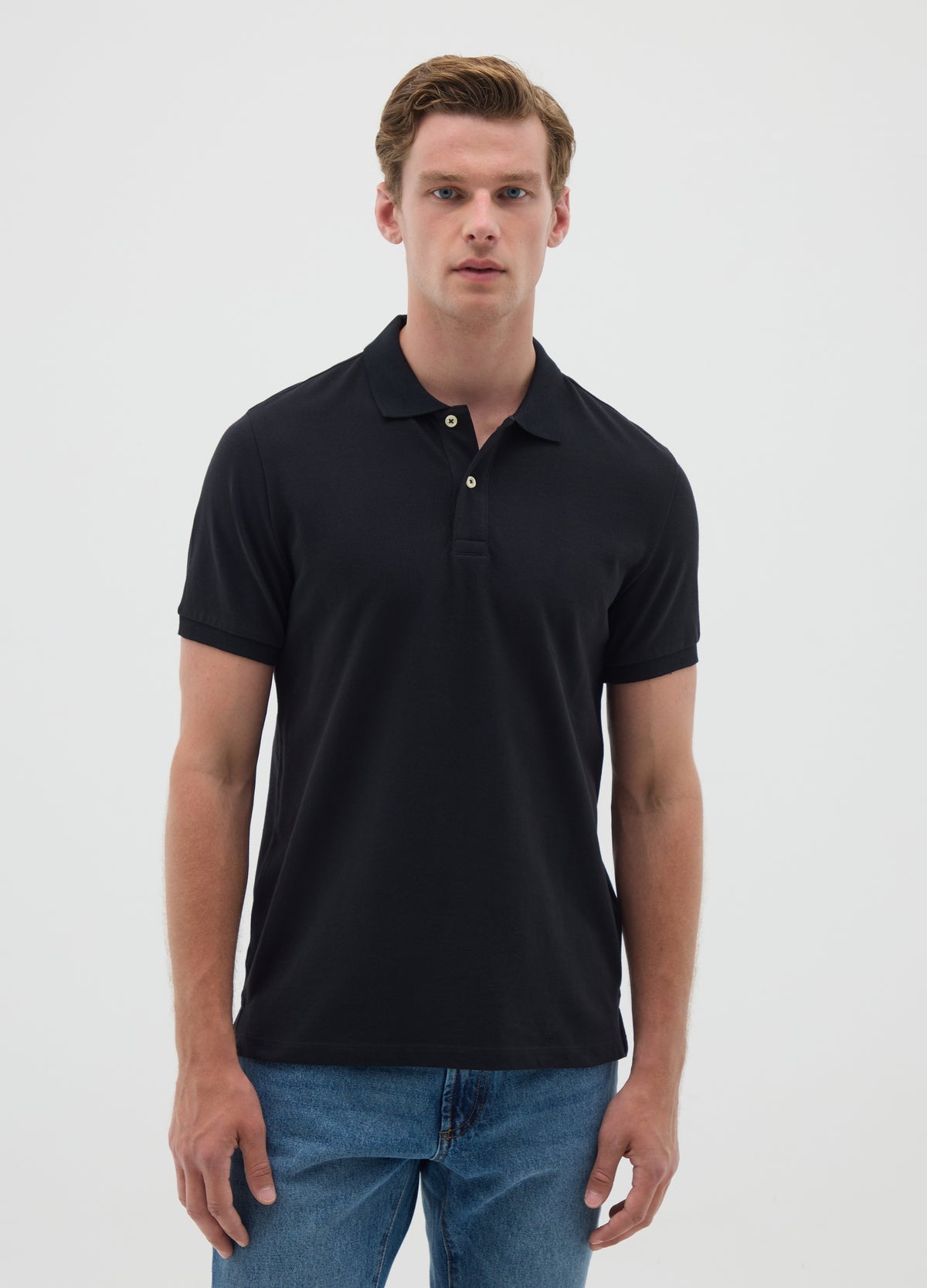 OVS Men'S Black Pure Cotton Polo Regular Fit