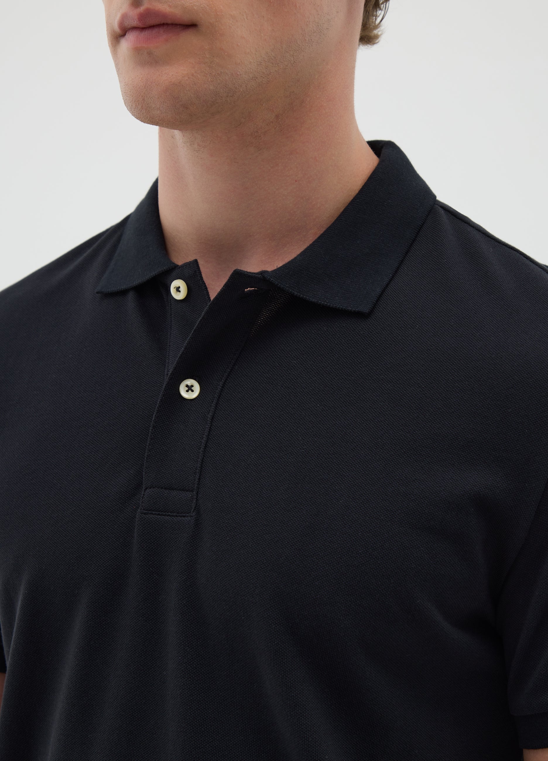 OVS Men'S Black Pure Cotton Polo Regular Fit