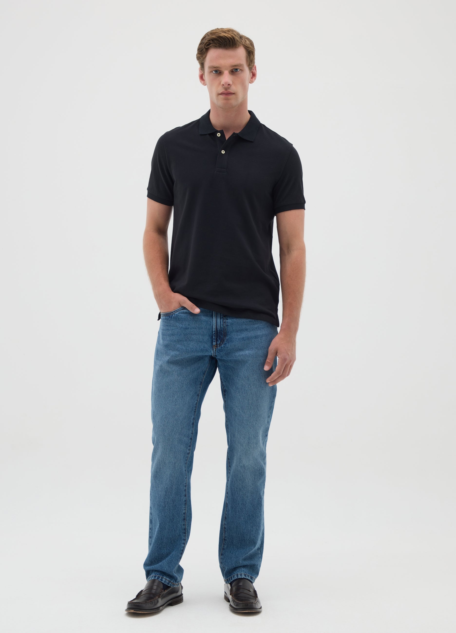 OVS Men'S Black Pure Cotton Polo Regular Fit