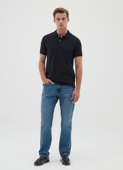 OVS Men'S Black Pure Cotton Polo Regular Fit