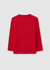 OVS Children'S Pure Cotton Red T-Shirt Regular Fit