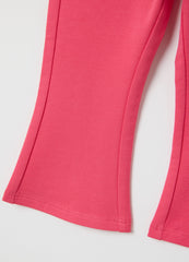 OVS Pink Stretch Cotton Flare Baby Girl Trousers