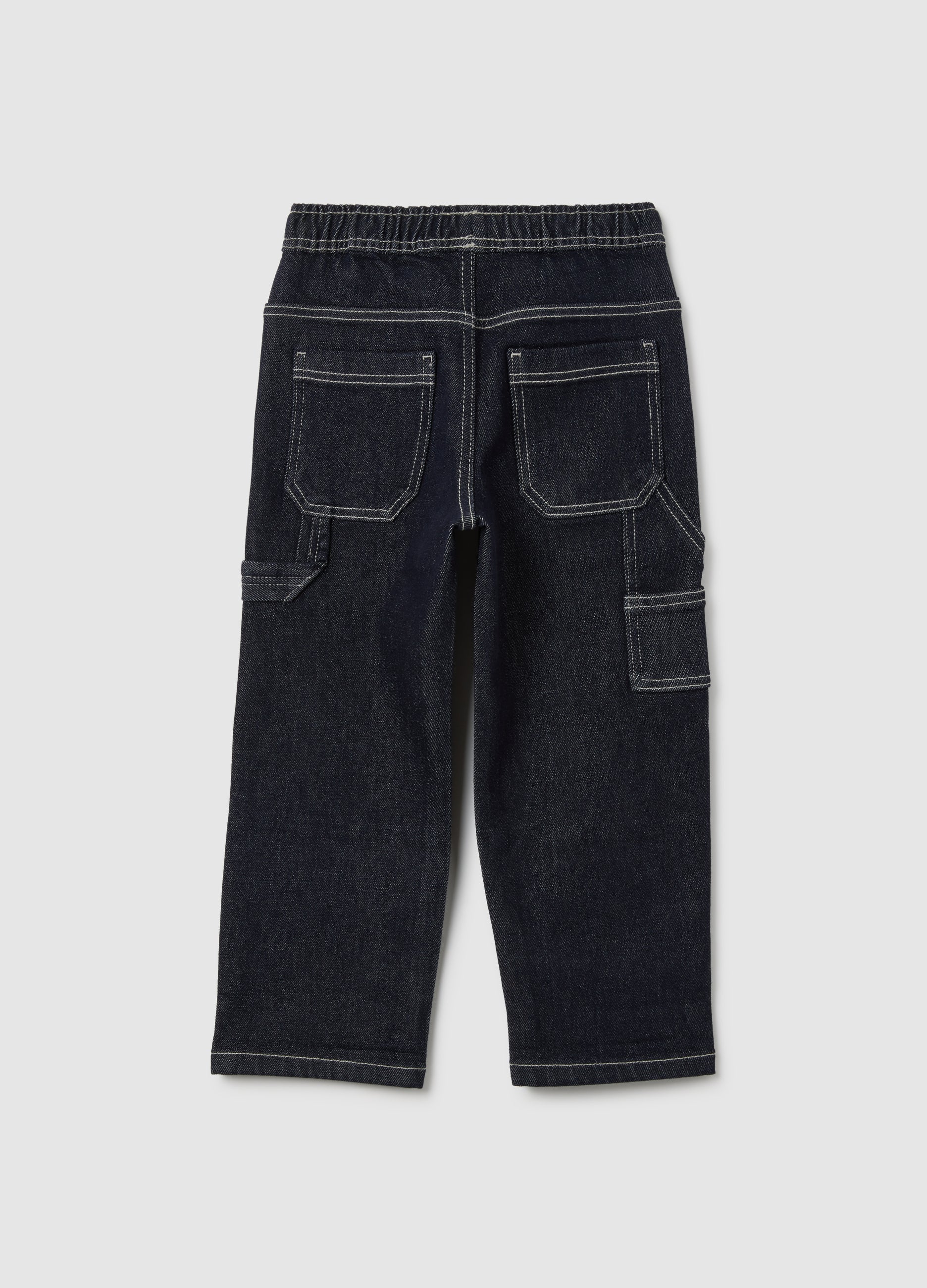 OVS Kids' Black Denim Relaxed Fit Cargo Trousers