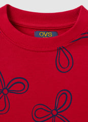OVS Girls' Red Pure Cotton Sweatshirt Regular Fit