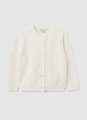 OVS Girls' White Pure Cotton Regular Fit Cardigan