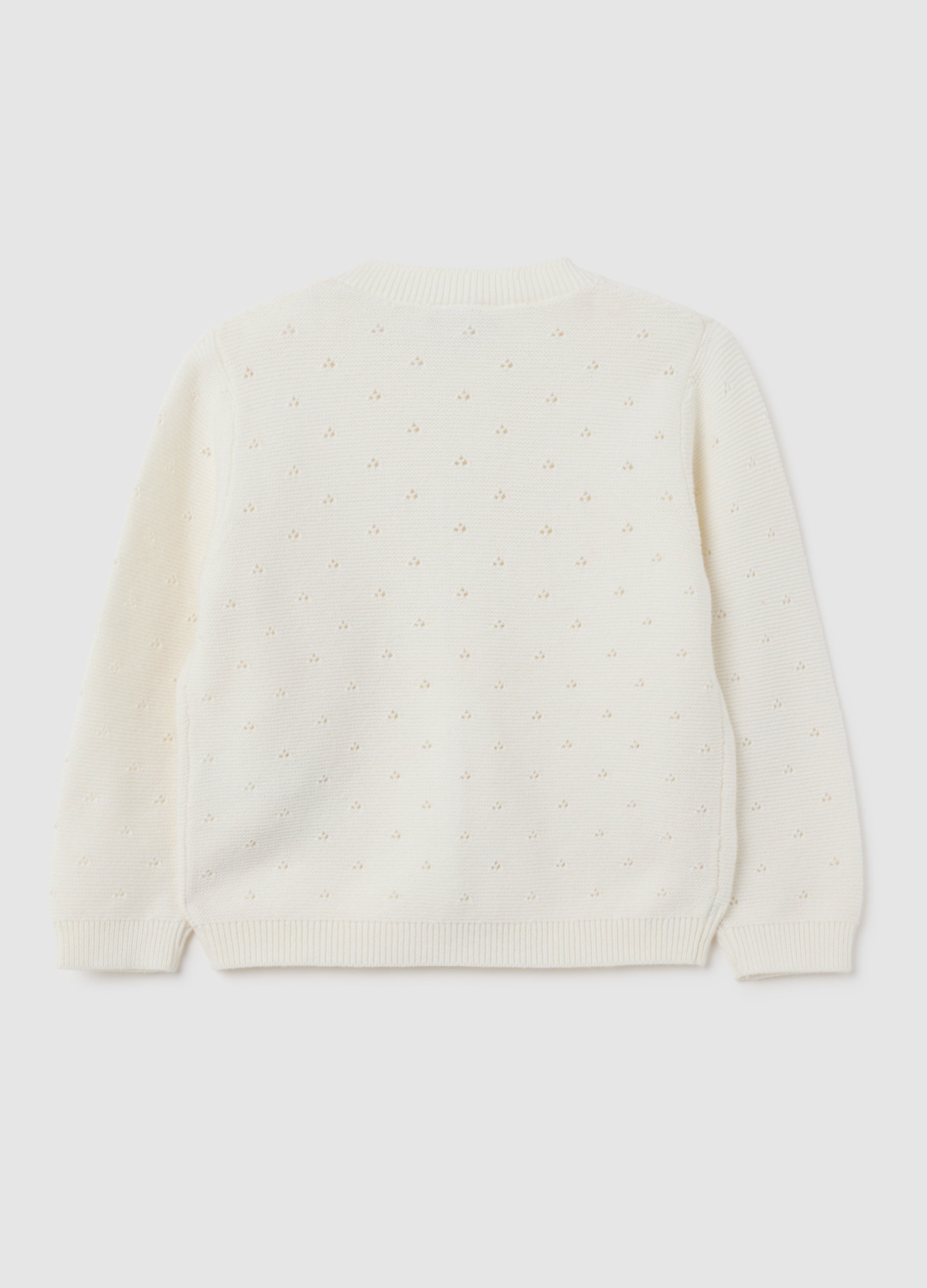 OVS Girls' White Pure Cotton Regular Fit Cardigan