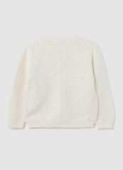 OVS Girls' White Pure Cotton Regular Fit Cardigan