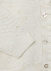 OVS Girls' White Pure Cotton Regular Fit Cardigan