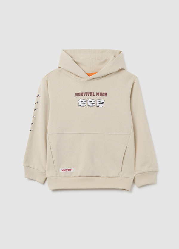 OVS Beige Children'S Hoodie In Pure Cotton With Print