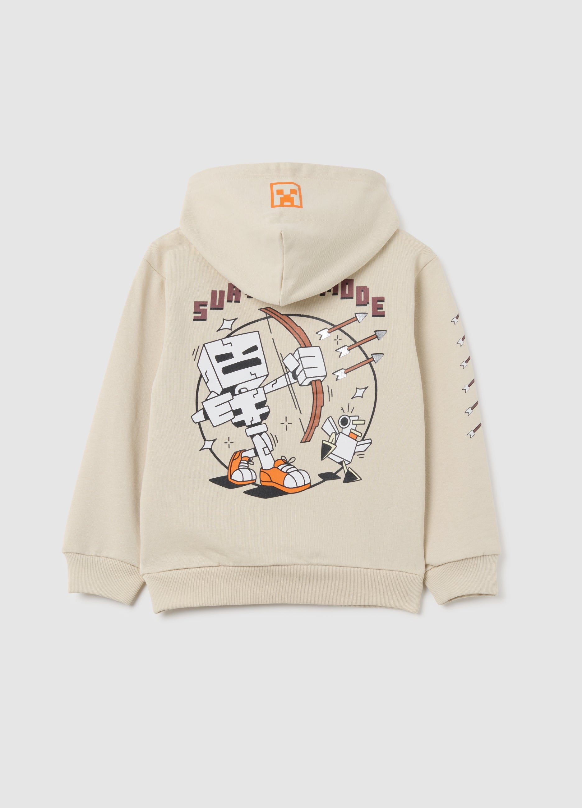 OVS Beige Children'S Hoodie In Pure Cotton With Print