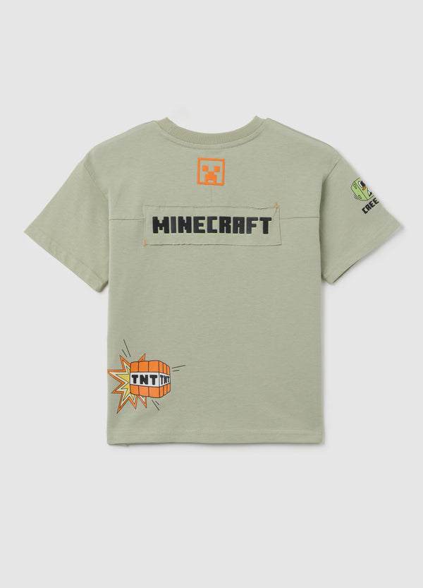 OVS Children'S Green Cotton T-Shirt Regular Fit With Creeper Print