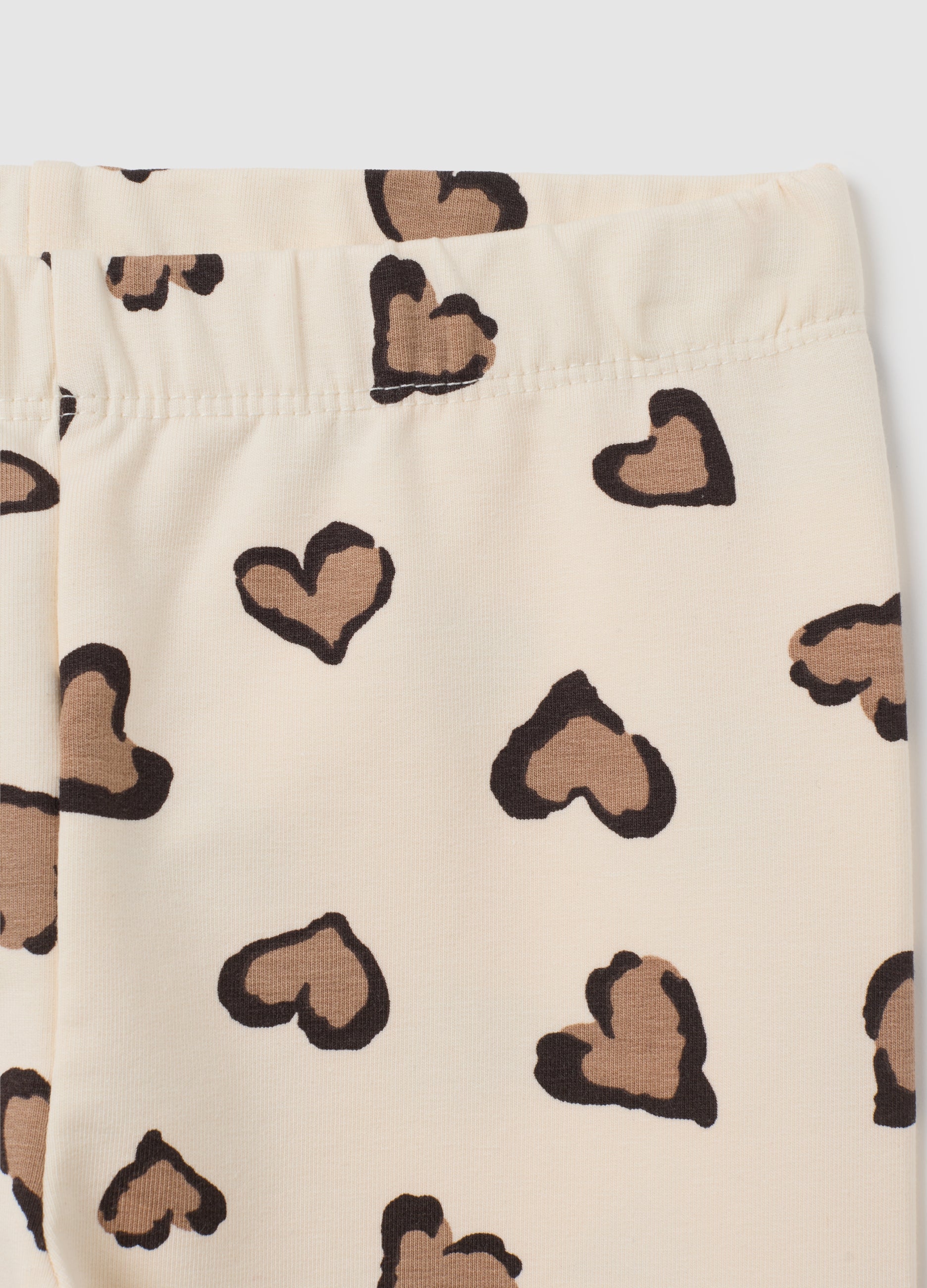 OVS Girls' Beige Cotton Sweatshirt And Leggings Set, Regular Fit