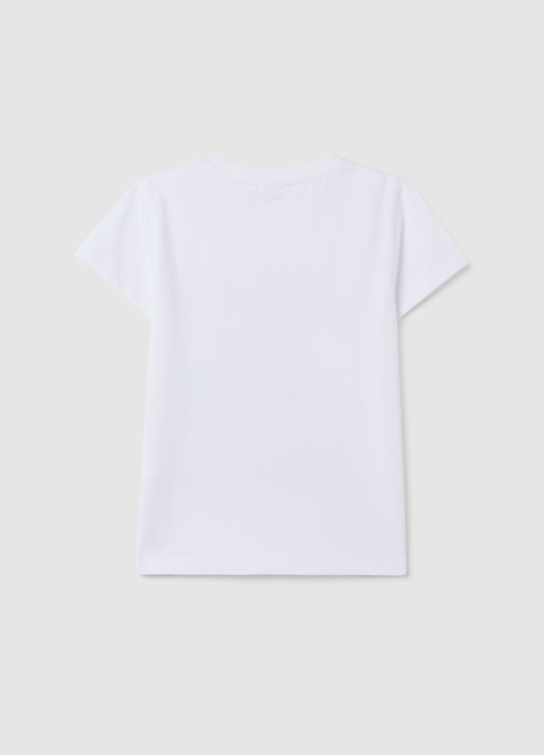 OVS Girl'S White Stretch Cotton T-Shirt With Barbie Print