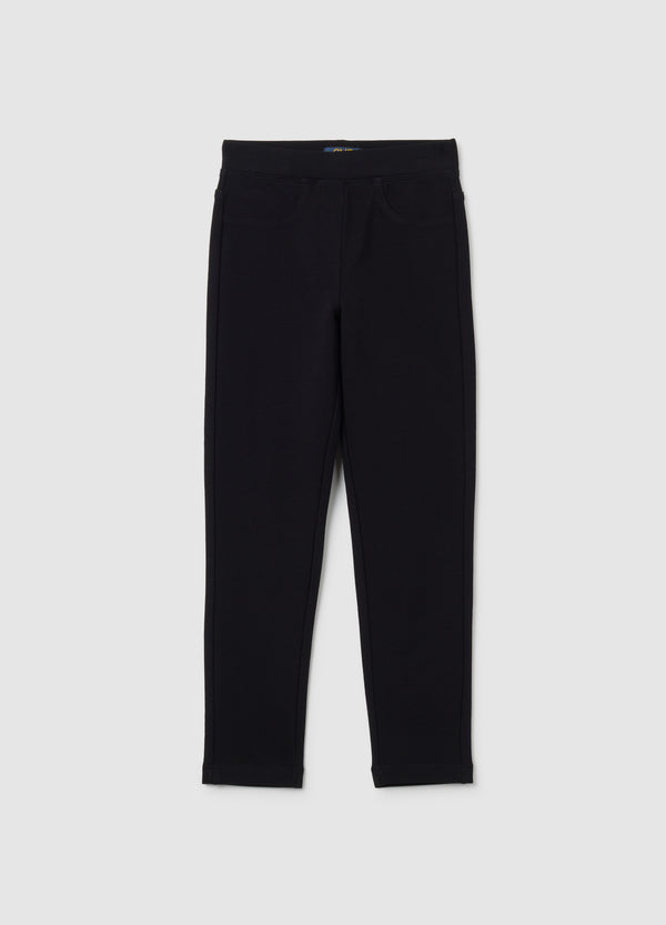 OVS Girls' Black Cotton Leggings Regular Fit
