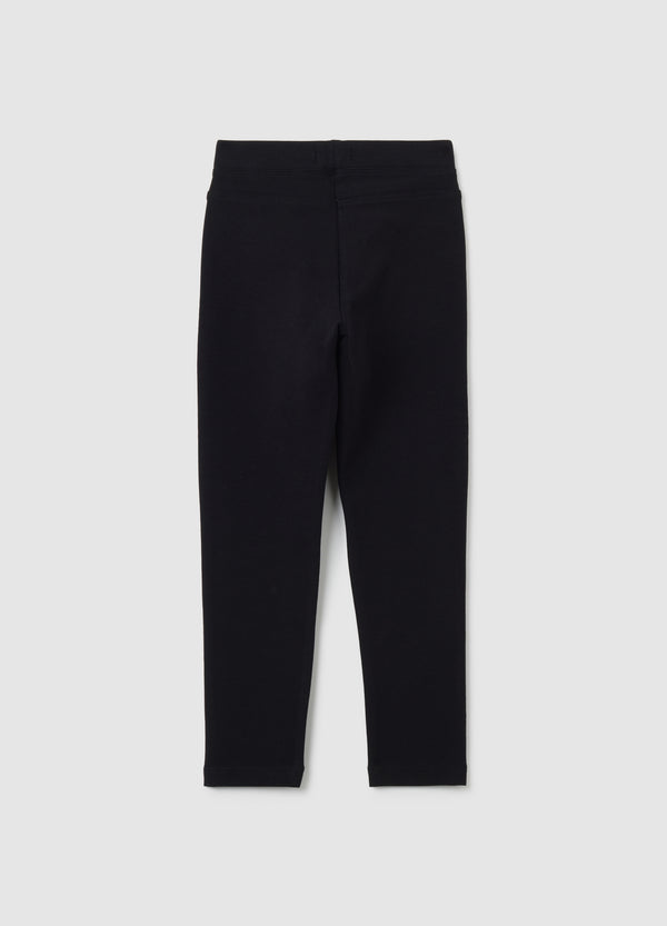 OVS Girls' Black Cotton Leggings Regular Fit