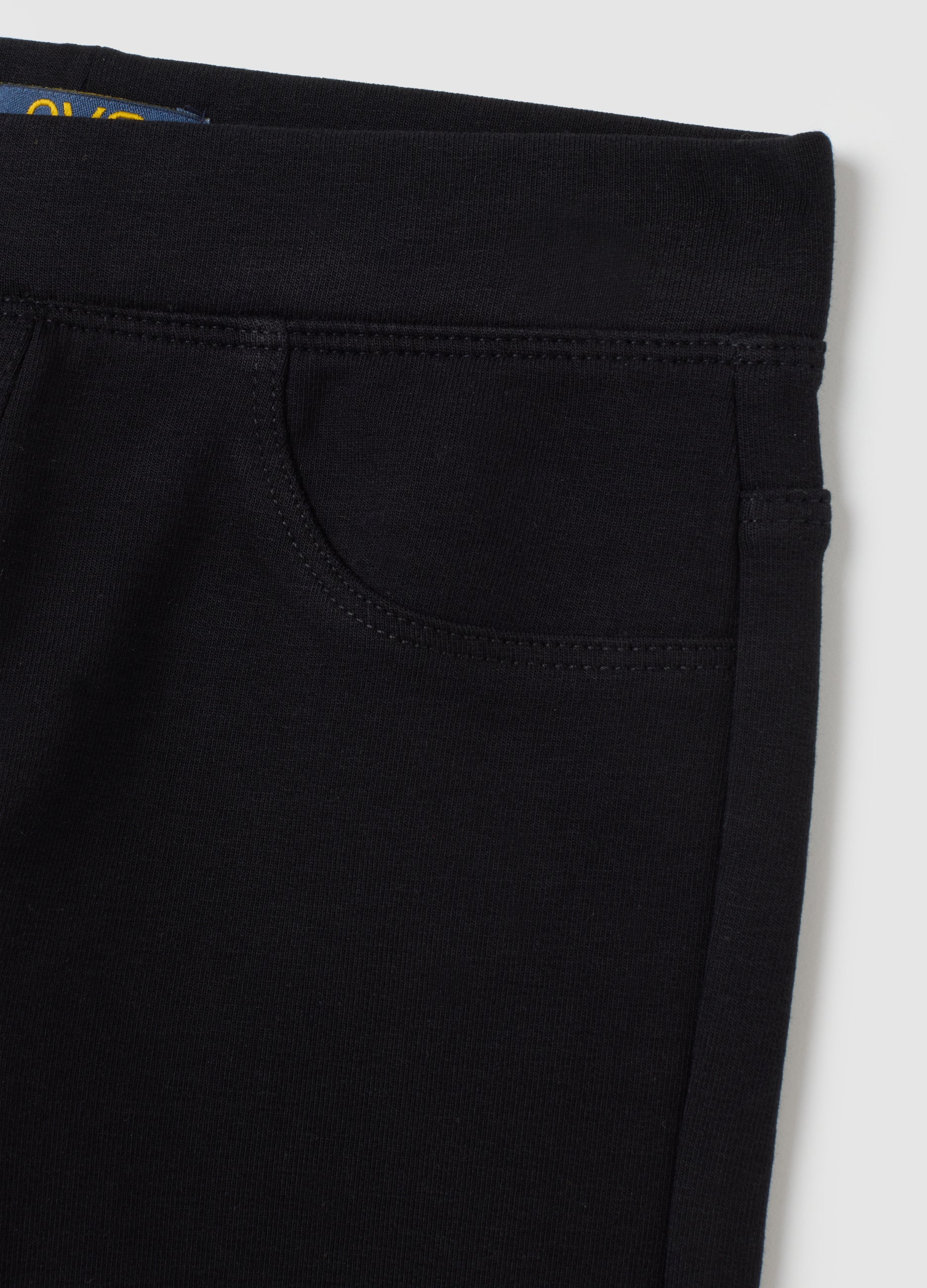 OVS Girls' Black Cotton Leggings Regular Fit