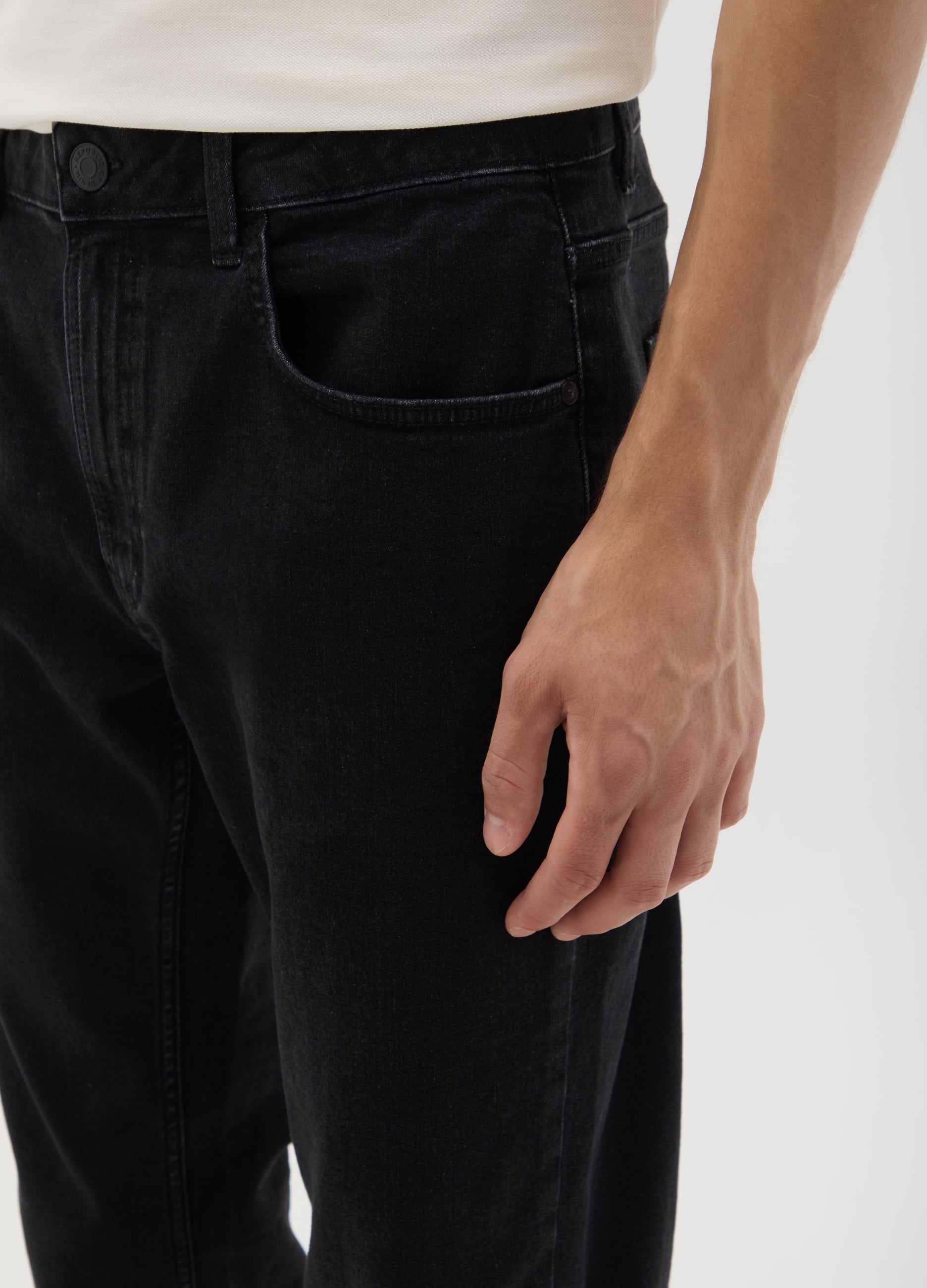 OVS Men'S Black Regular Fit Denim Jeans