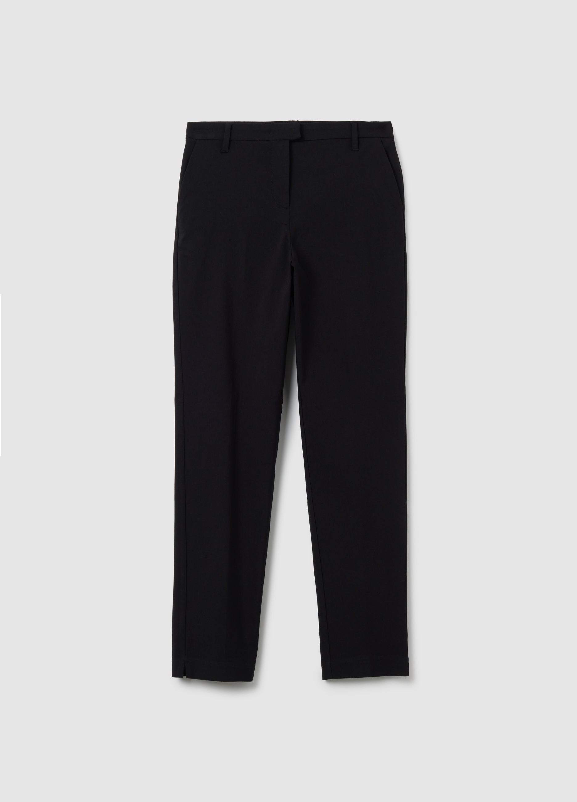 OVS Black Viscose Blend Slim Fit Trousers