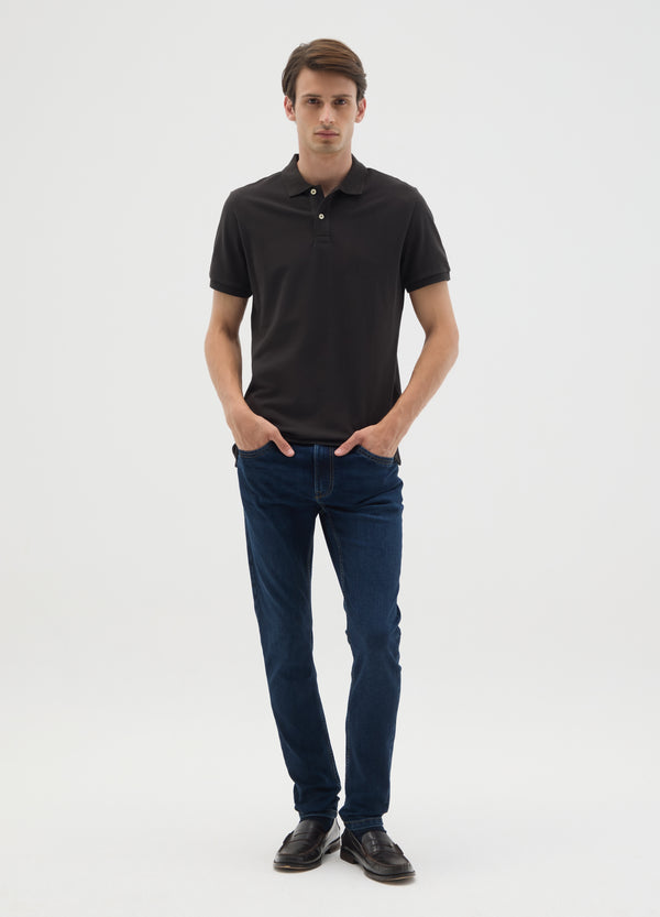 OVS Men'S Black Pure Cotton Polo Shirt In Regular Fit