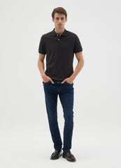 OVS Men'S Black Pure Cotton Polo Shirt In Regular Fit