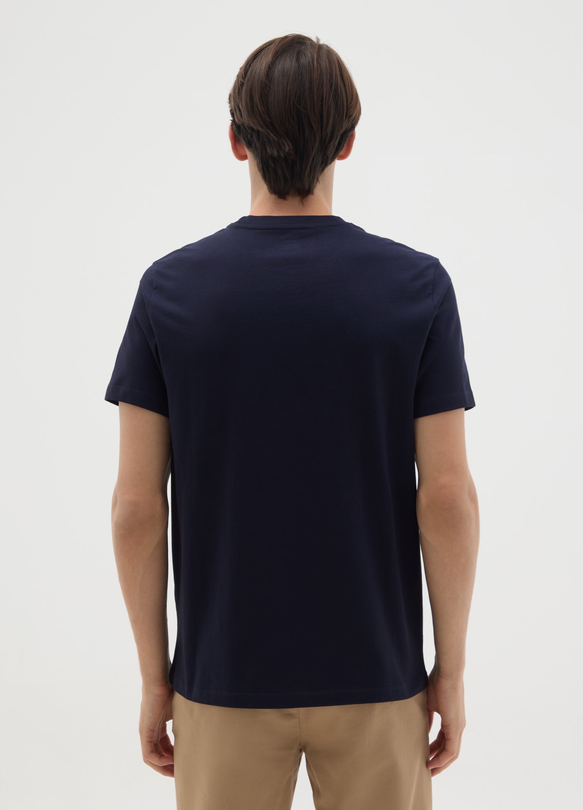 OVS Men'S Blue Pure Cotton Regular Fit T-Shirt
