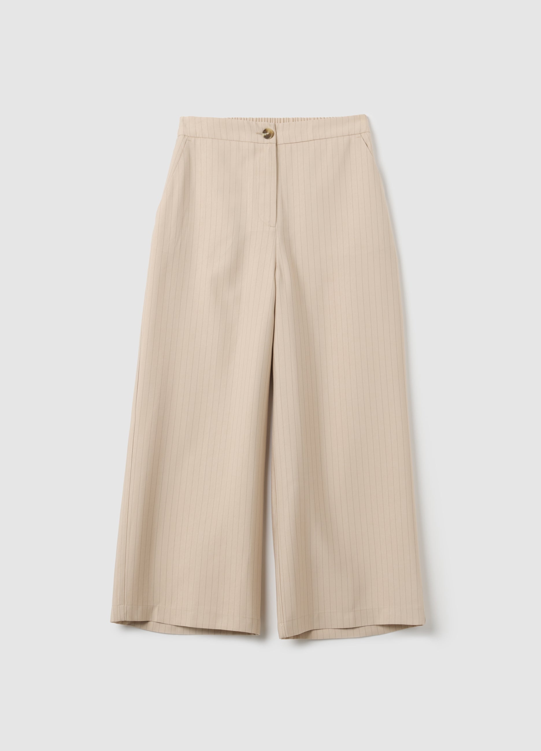 OVS Beige Striped Wide Leg Trousers