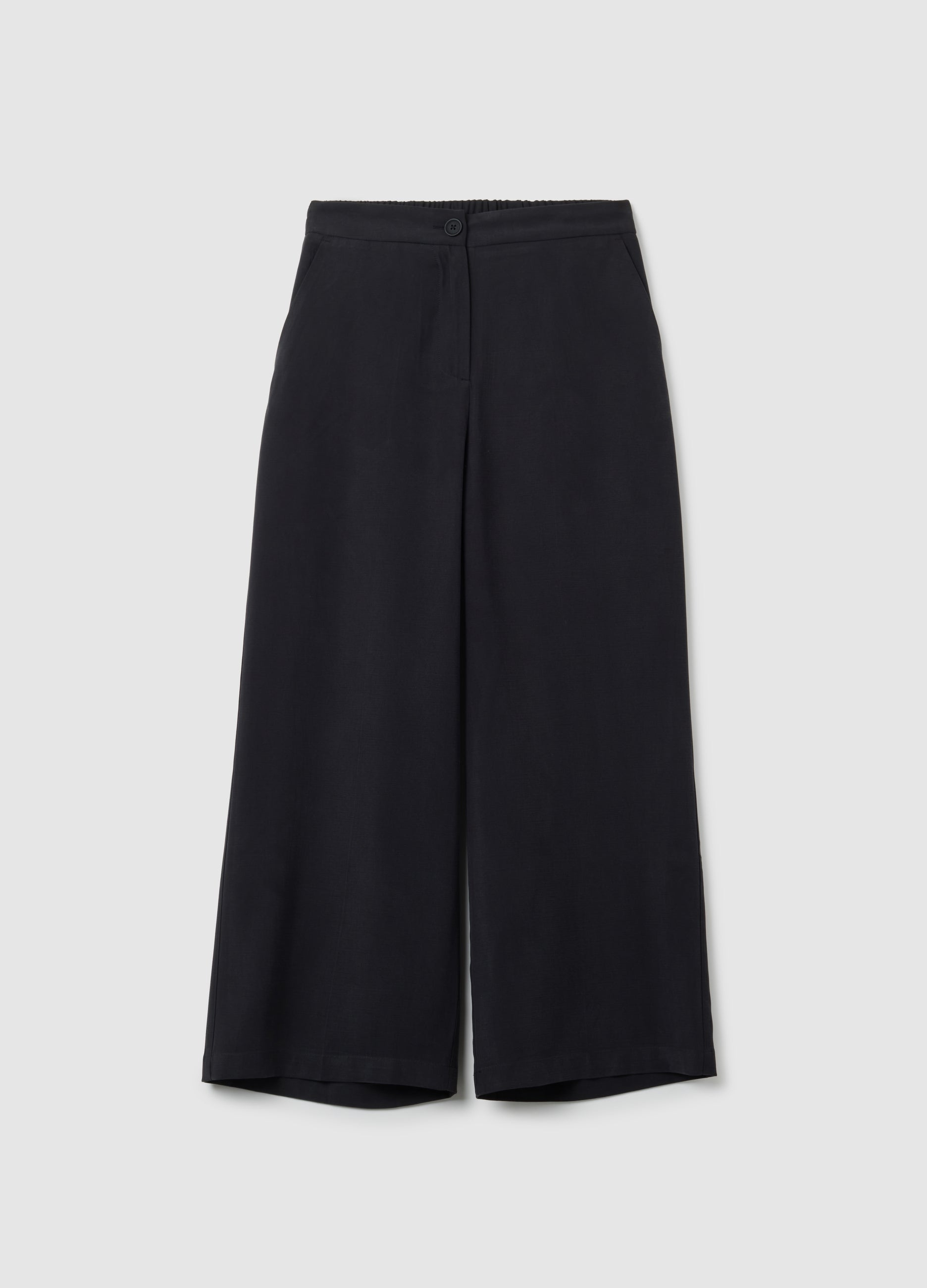 OVS Black Viscose Wide Leg Culotte Trousers