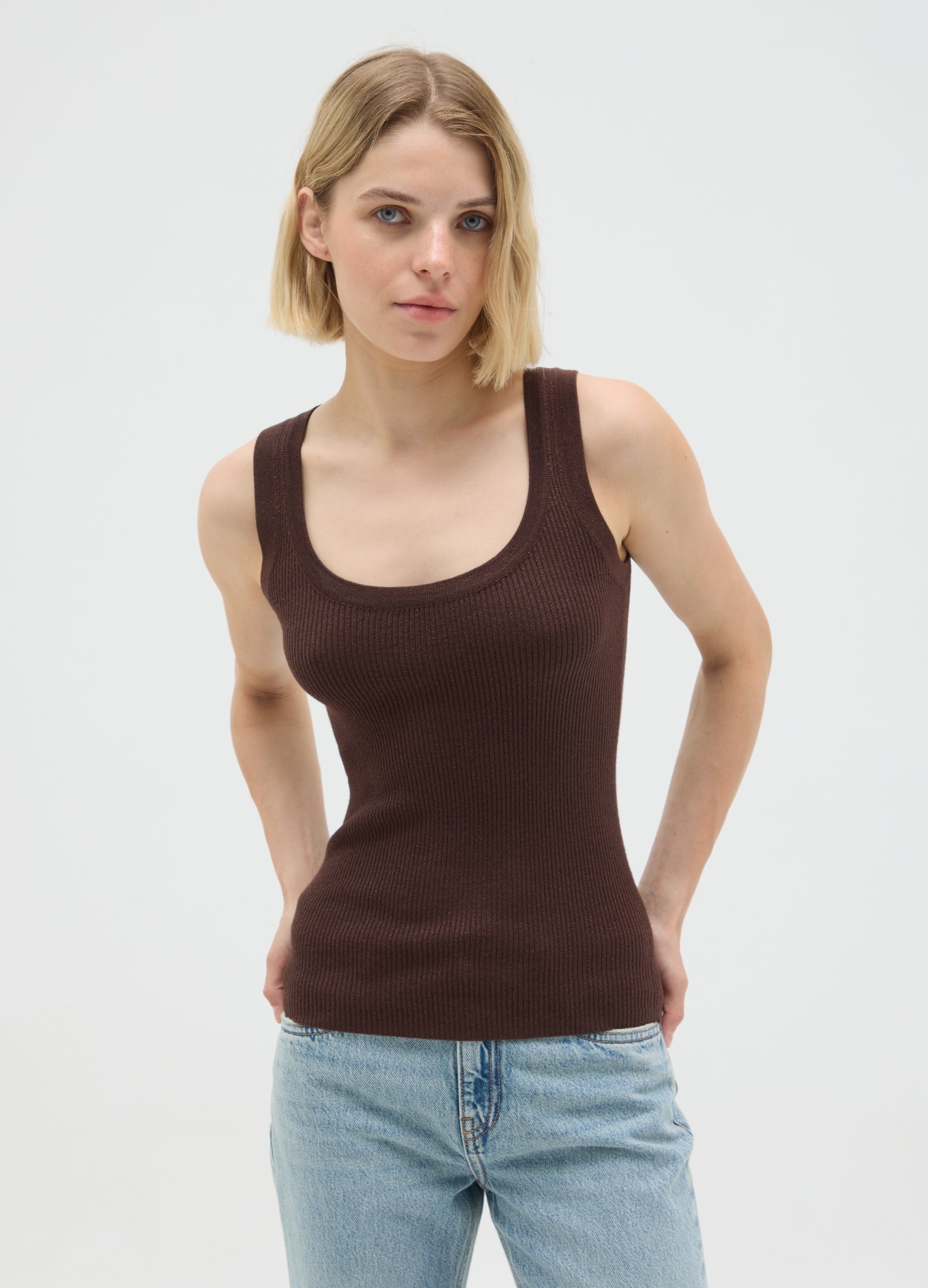 OVS Women'S Brown Stretch Fabric Vest