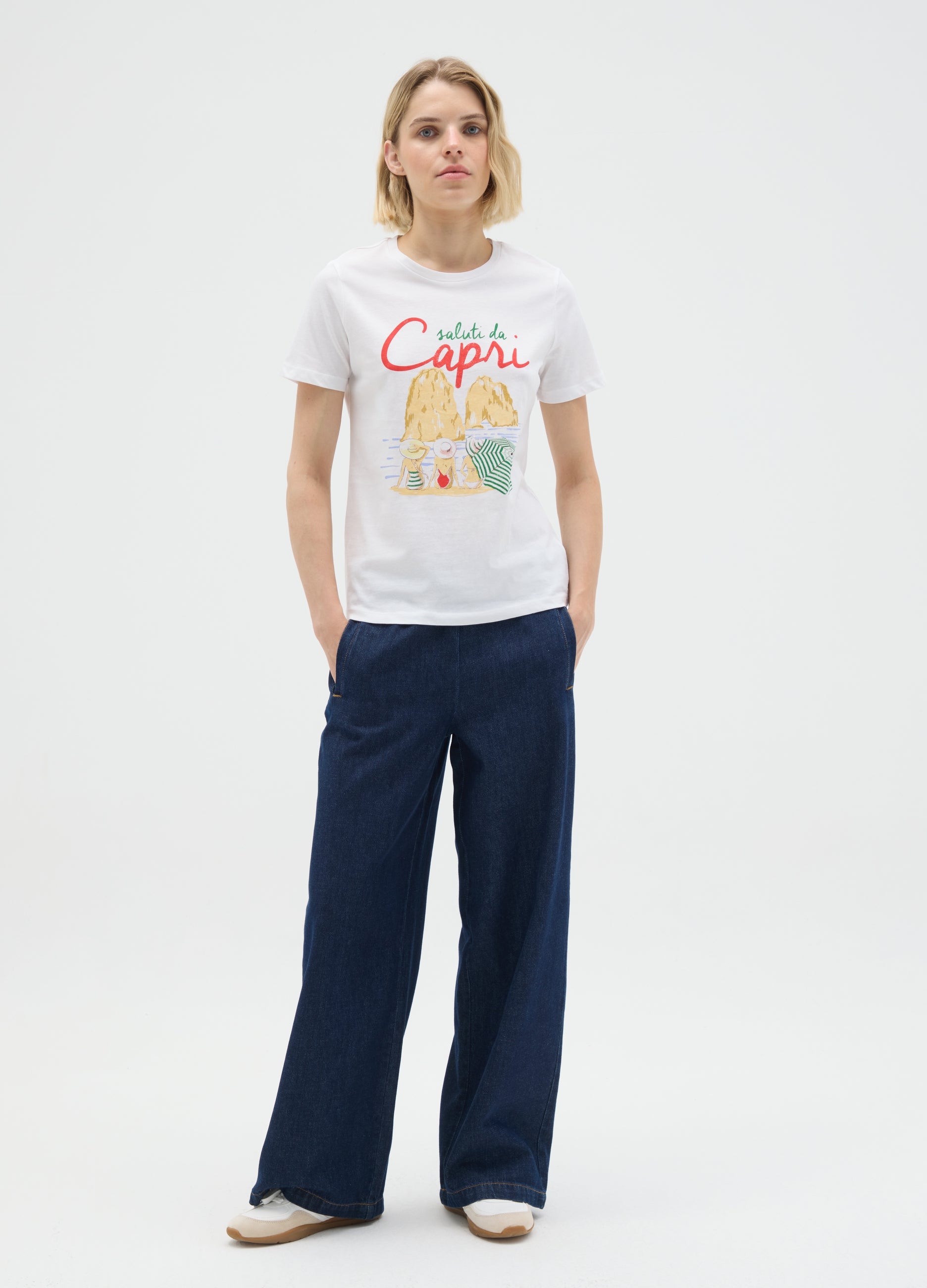 OVS White Regular Fit Pure Cotton T-Shirt