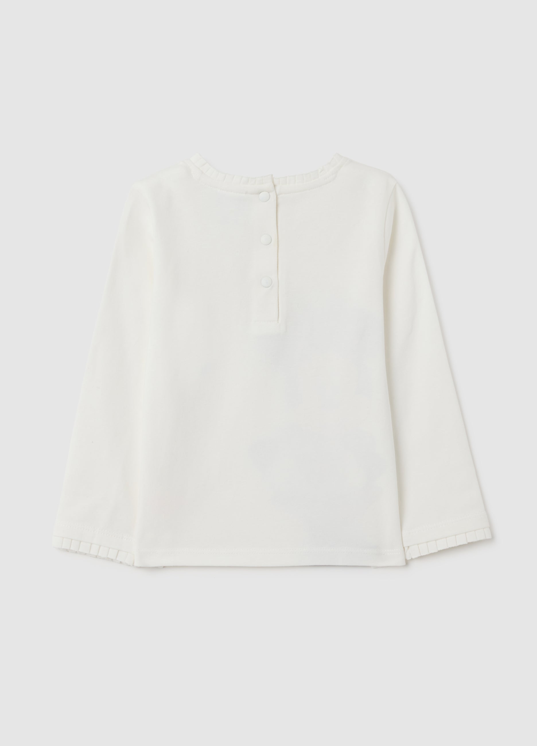 OVS White Girls' Stretch Cotton T-Shirt