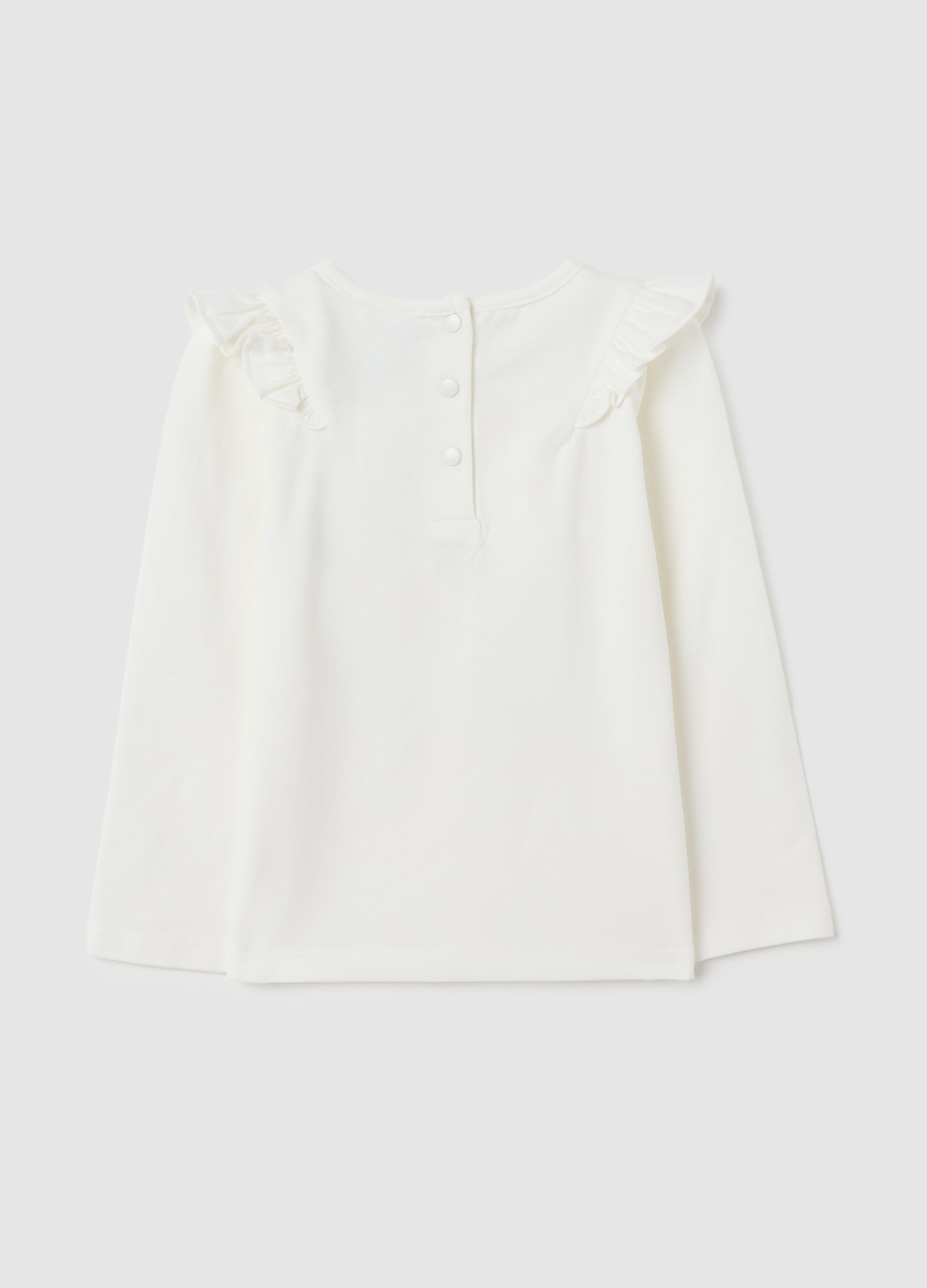 OVS White Regular Fit Cotton Girl'S Shirt With Frills
