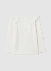 OVS White Regular Fit Cotton Girl'S Shirt With Frills