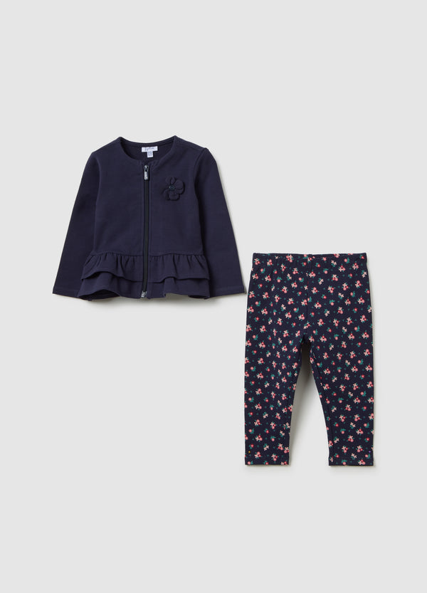 OVS Blue Cotton Girl'S Outfit, Regular Fit