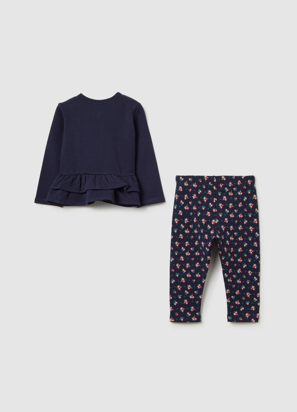 OVS Blue Cotton Girl'S Outfit, Regular Fit