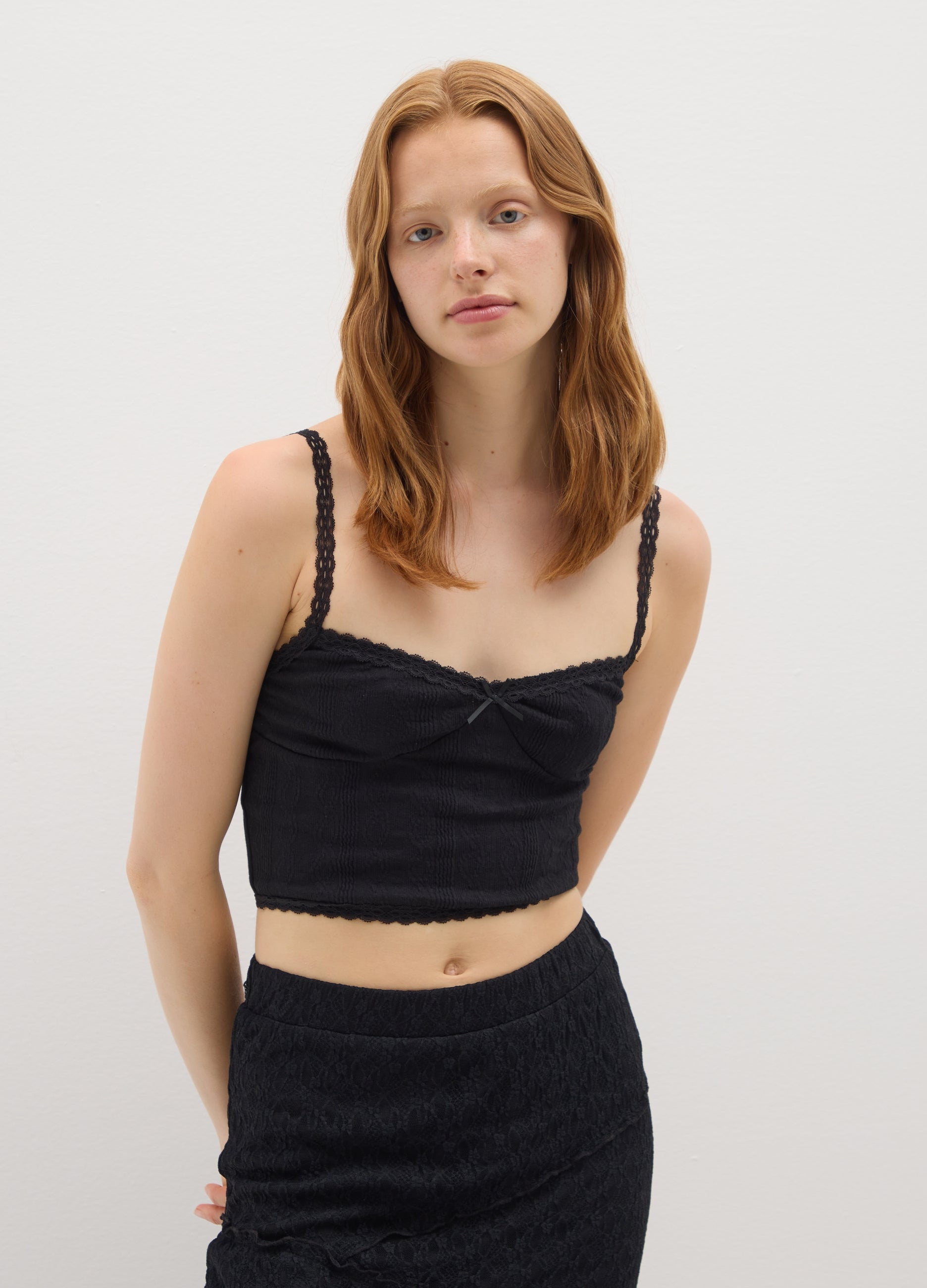 OVS Women'S Black Cotton Top With Lace