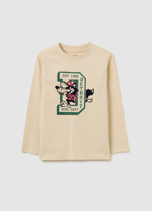 OVS Children'S Beige Pure Cotton Regular Fit T-Shirt