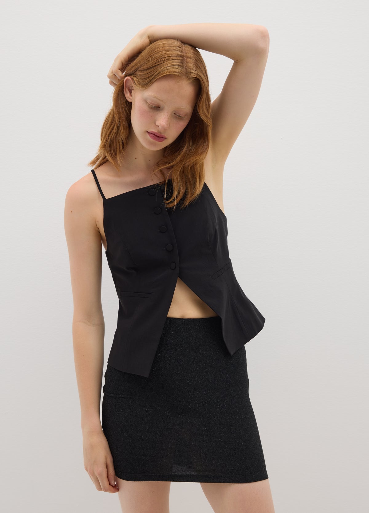 OVS Black Fitted Viscose-Blend Waistcoat