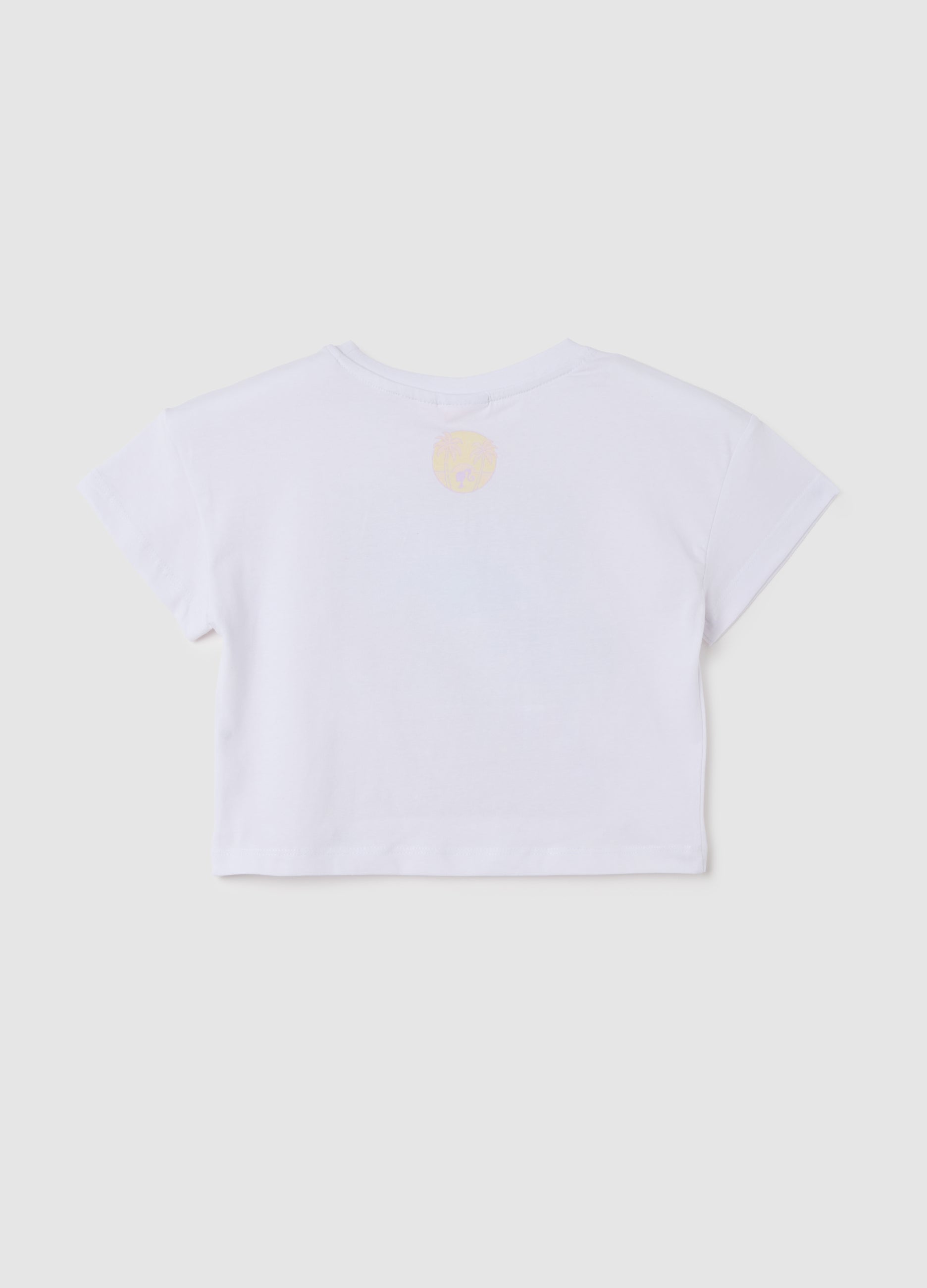 OVS Girls' White Stretch Cotton T-Shirt Regular Fit