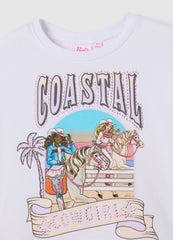 OVS Girls' White Stretch Cotton T-Shirt Regular Fit