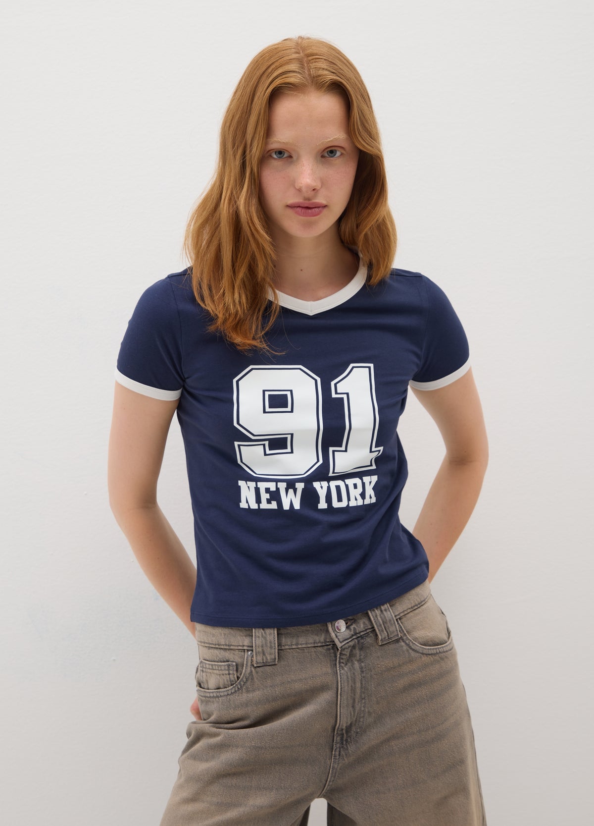 OVS Blue Stretch Cotton T-Shirt Regular Fit