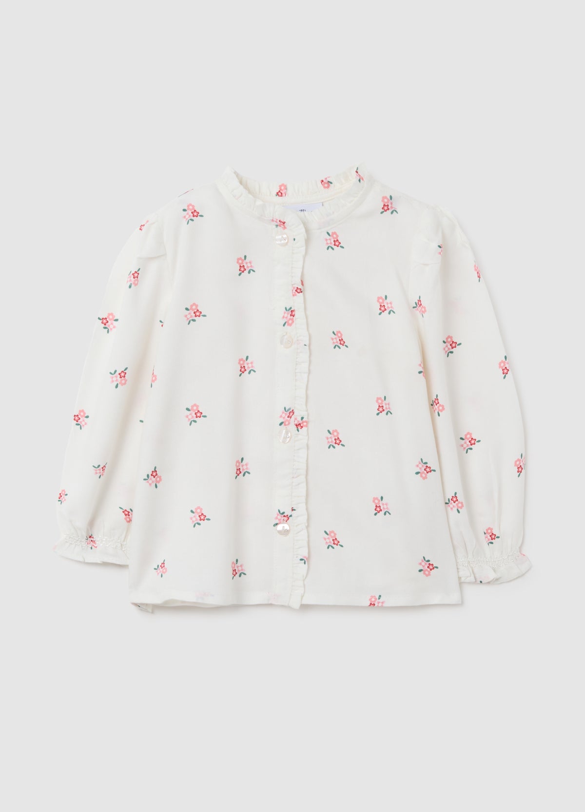 OVS Baby Girl'S White Pure Viscose Blouse With Regular Fit And Ruffles