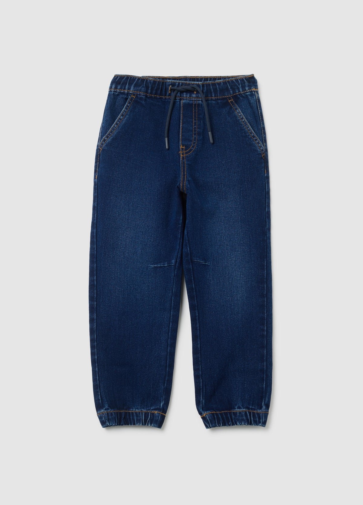 OVS Relaxed Fit Blue Cotton Blend Jog Denim For Children