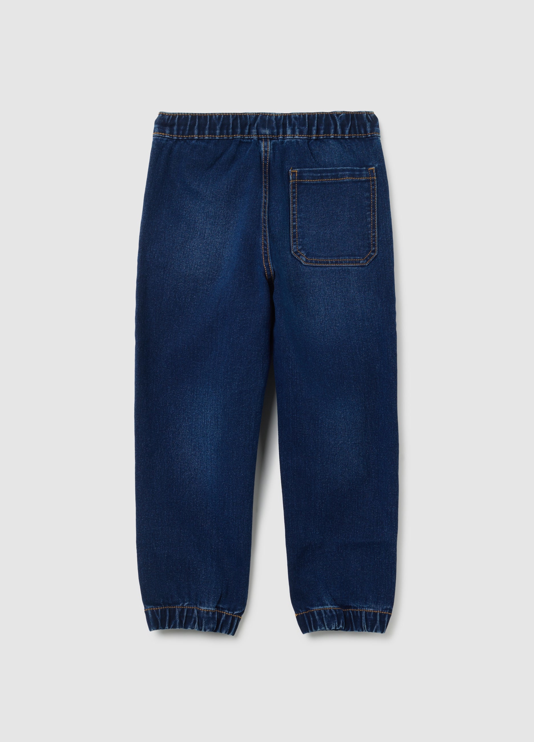 OVS Relaxed Fit Blue Cotton Blend Jog Denim For Children