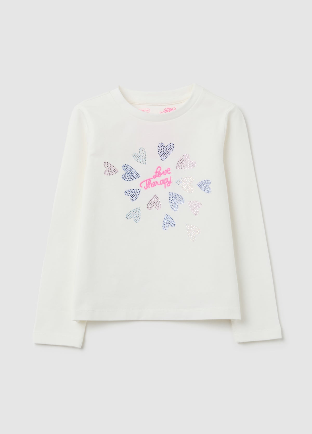 OVS Girls' White Stretch Cotton T-Shirt Regular Fit
