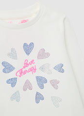 OVS Girls' White Stretch Cotton T-Shirt Regular Fit