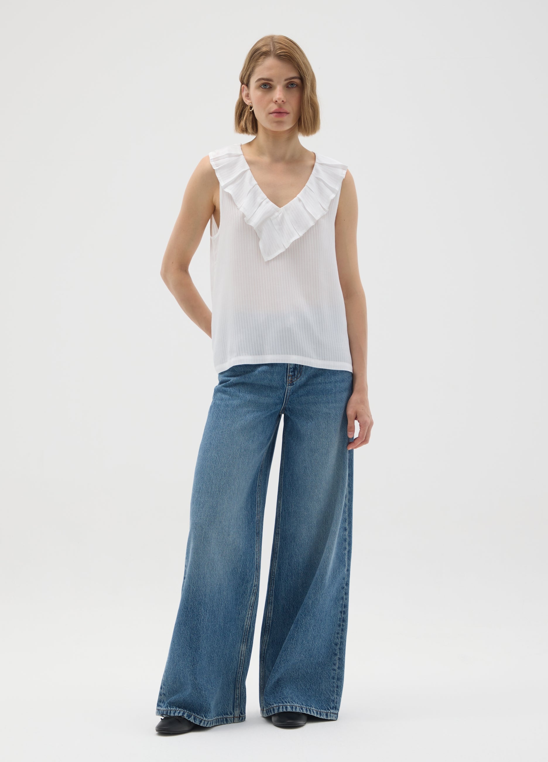 OVS White Pure Viscose Oversized Blouse