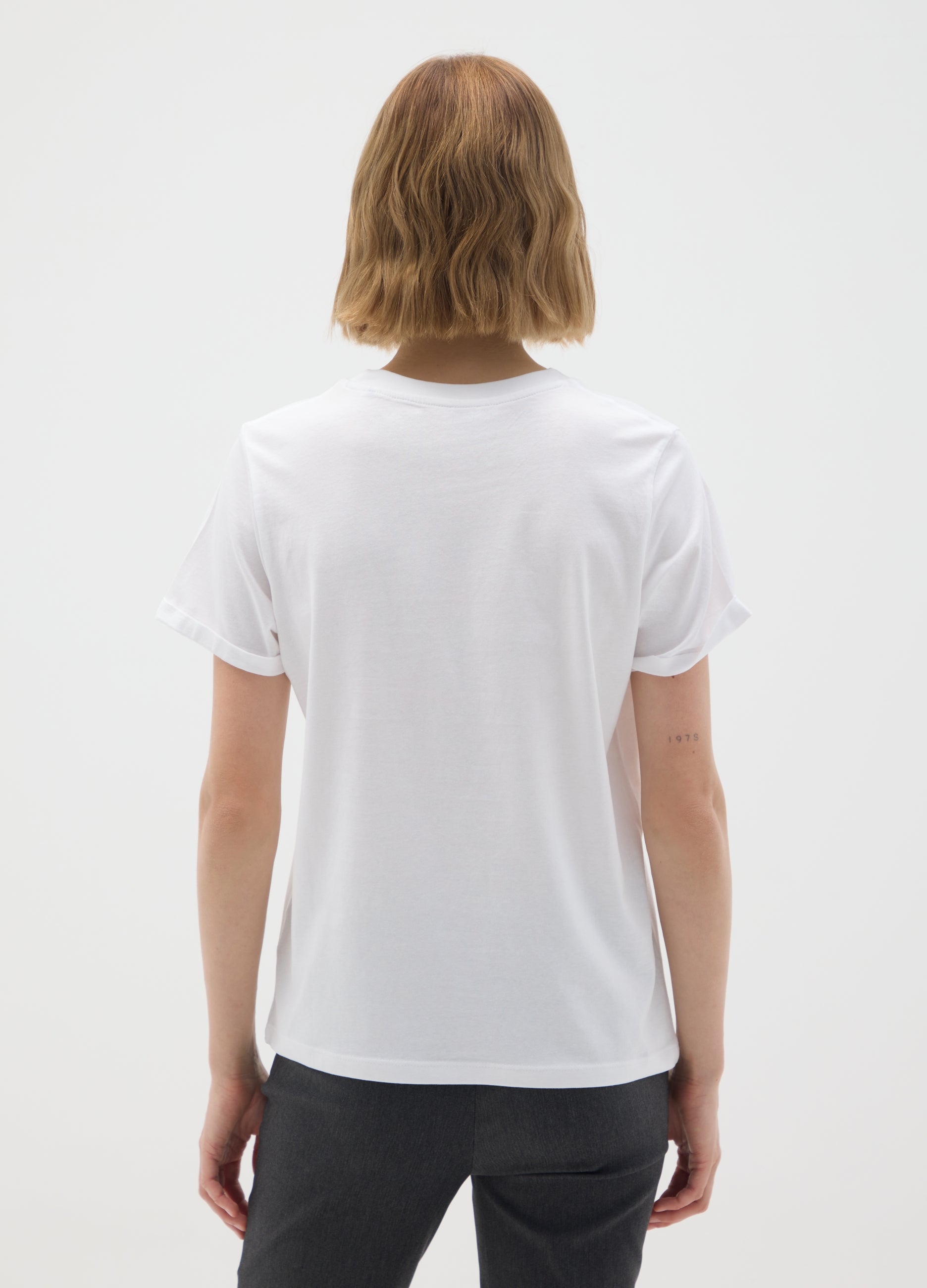 OVS White Pure Cotton Regular Fit T-Shirt With Floral Print