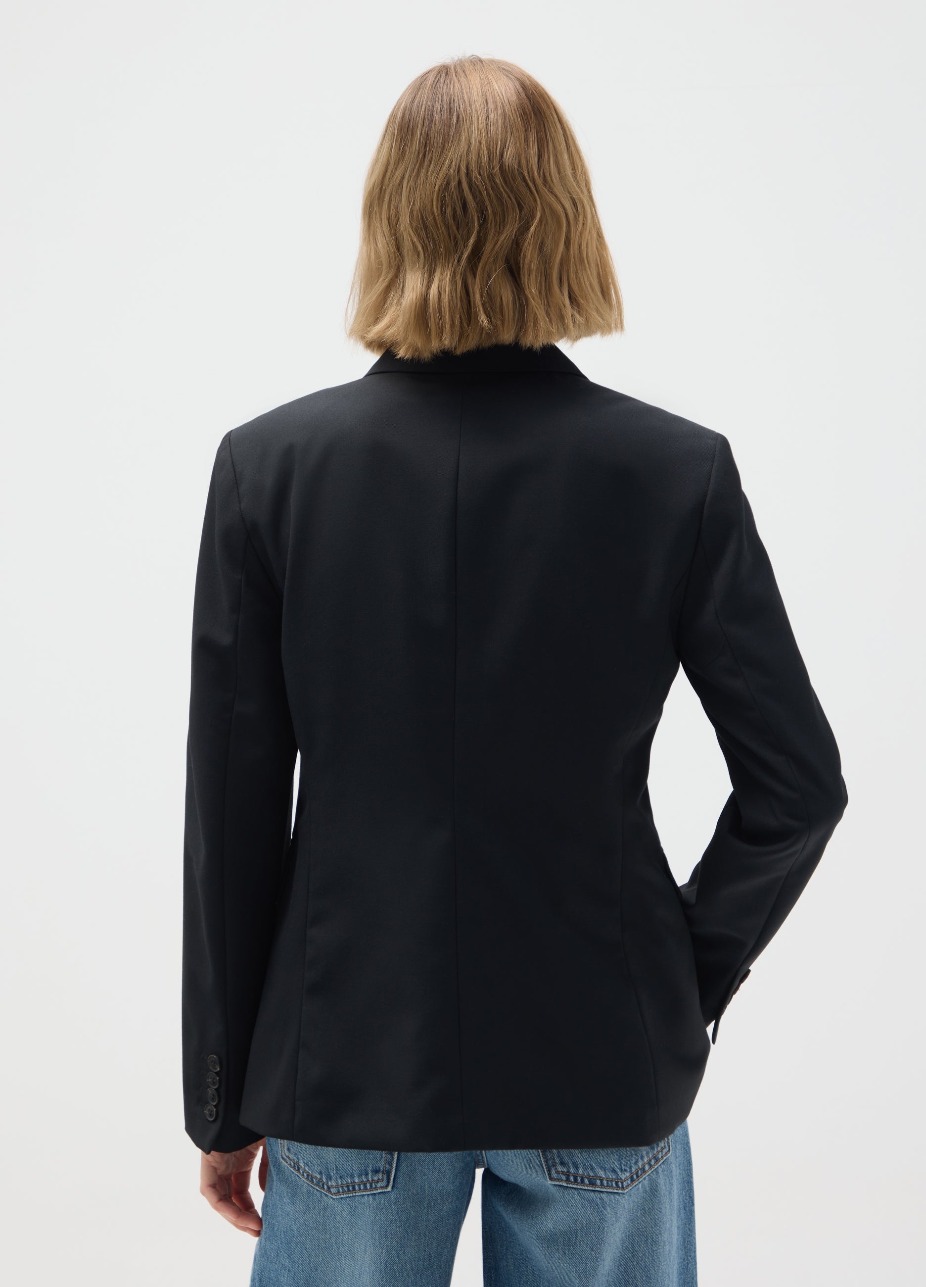 OVS Black Regular Fit Viscose Blend Blazer